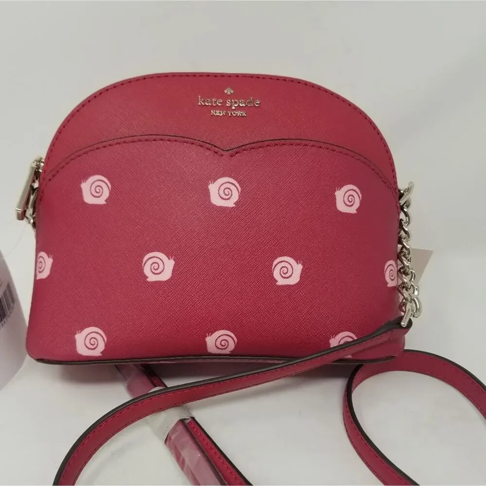 Kate Spade NEW Red Multi Dome Crossbody‎ Chain and Leather Zipper Closer Purse